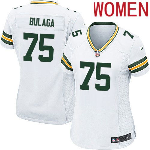 Women Green Bay Packers #75 Bryan Bulaga Nike White Game NFL Jersey